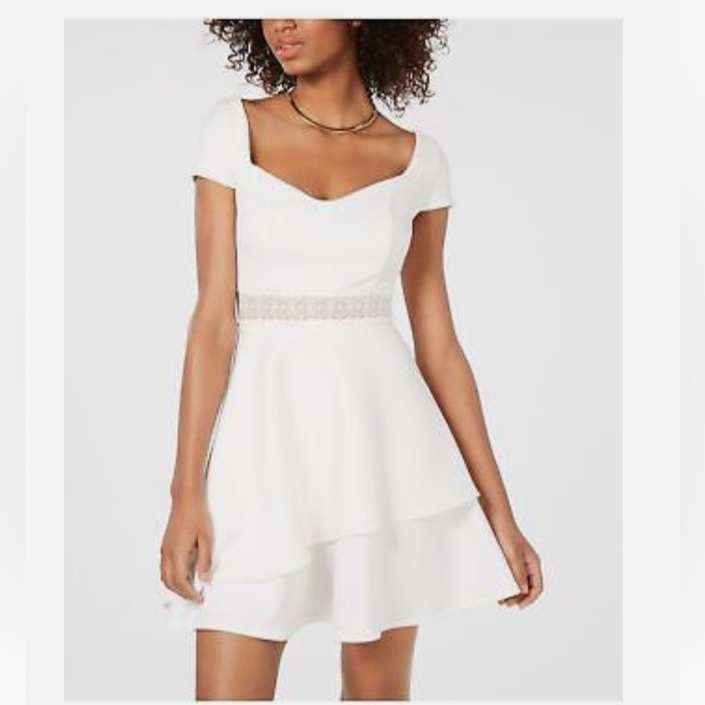 Crystal Doll White Mini Fit & Flare Party Dress Size 7 NWT